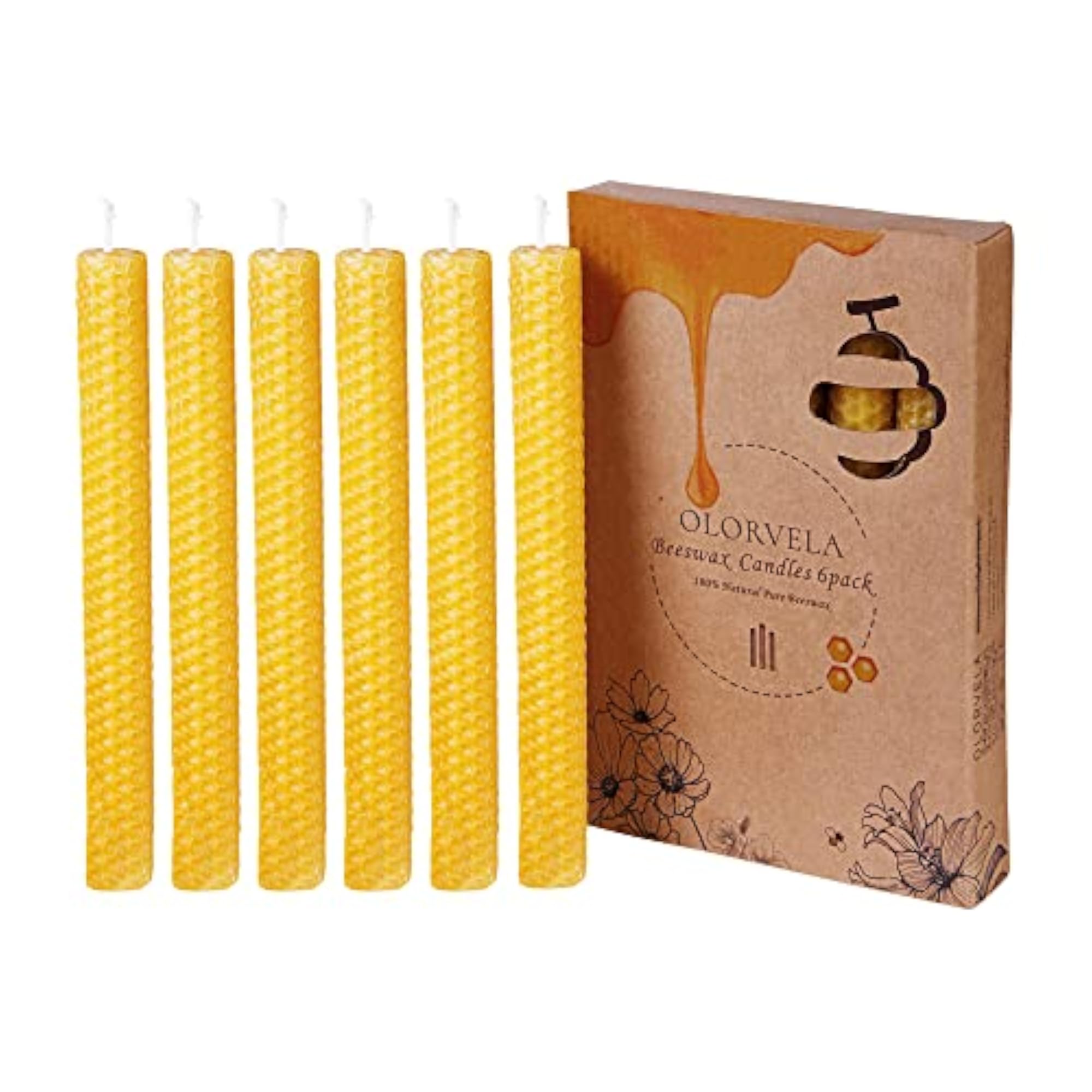 Taper Candles Handmade Beeswax - 6 Pack